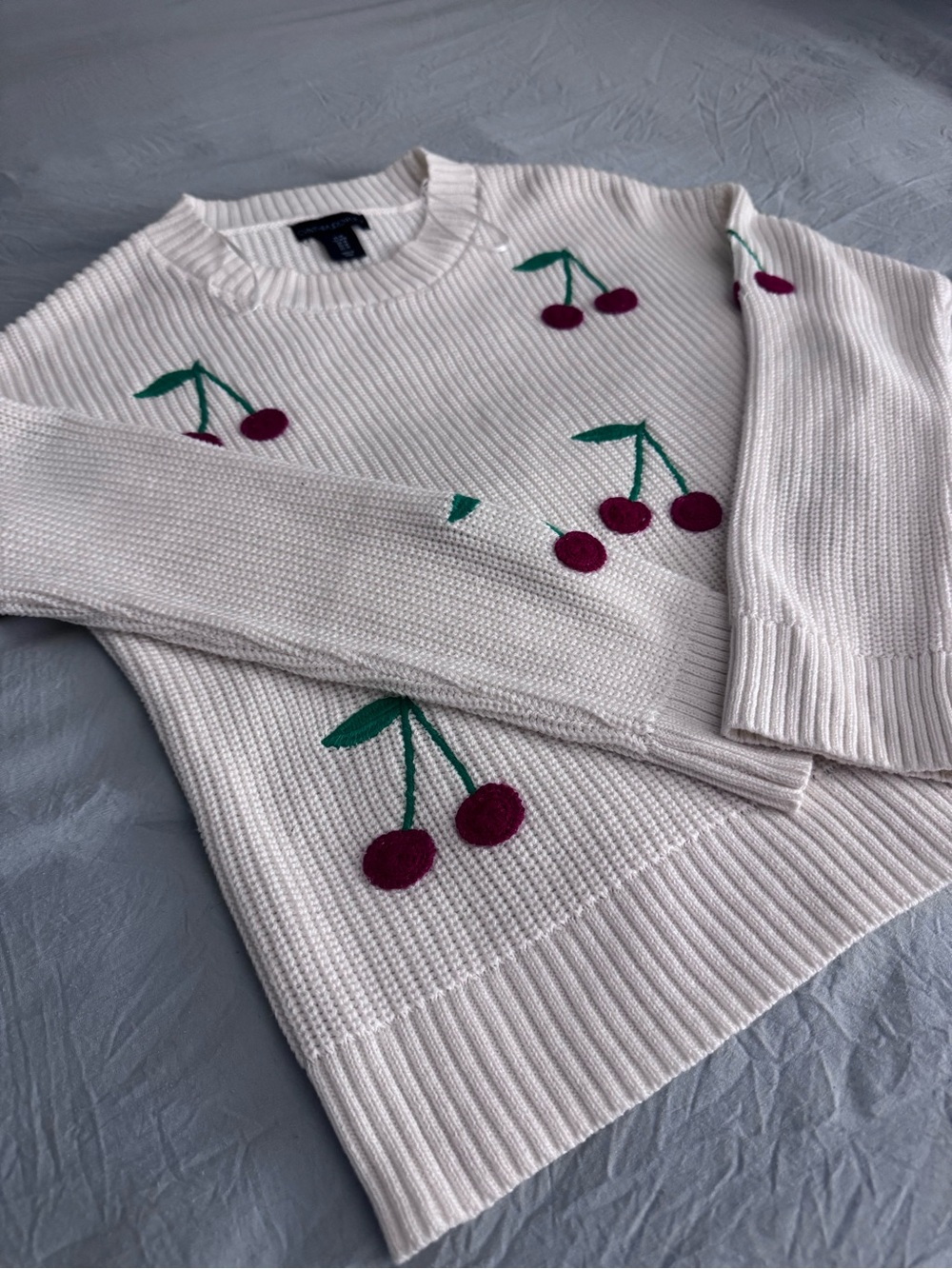 Cynthia Rowley Cream Crewneck Sweater with Cherry Motif - Picture 2 of 12